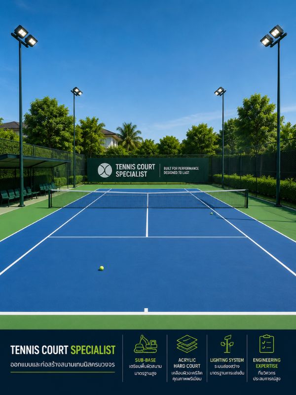 รับสร้างสนามเทนนิส Tennis Court Specialist