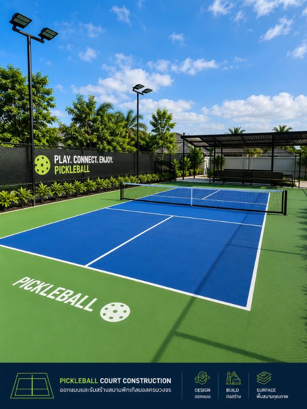 รับสร้างสนามพิกเกิลบอล Pickleball Court Construction